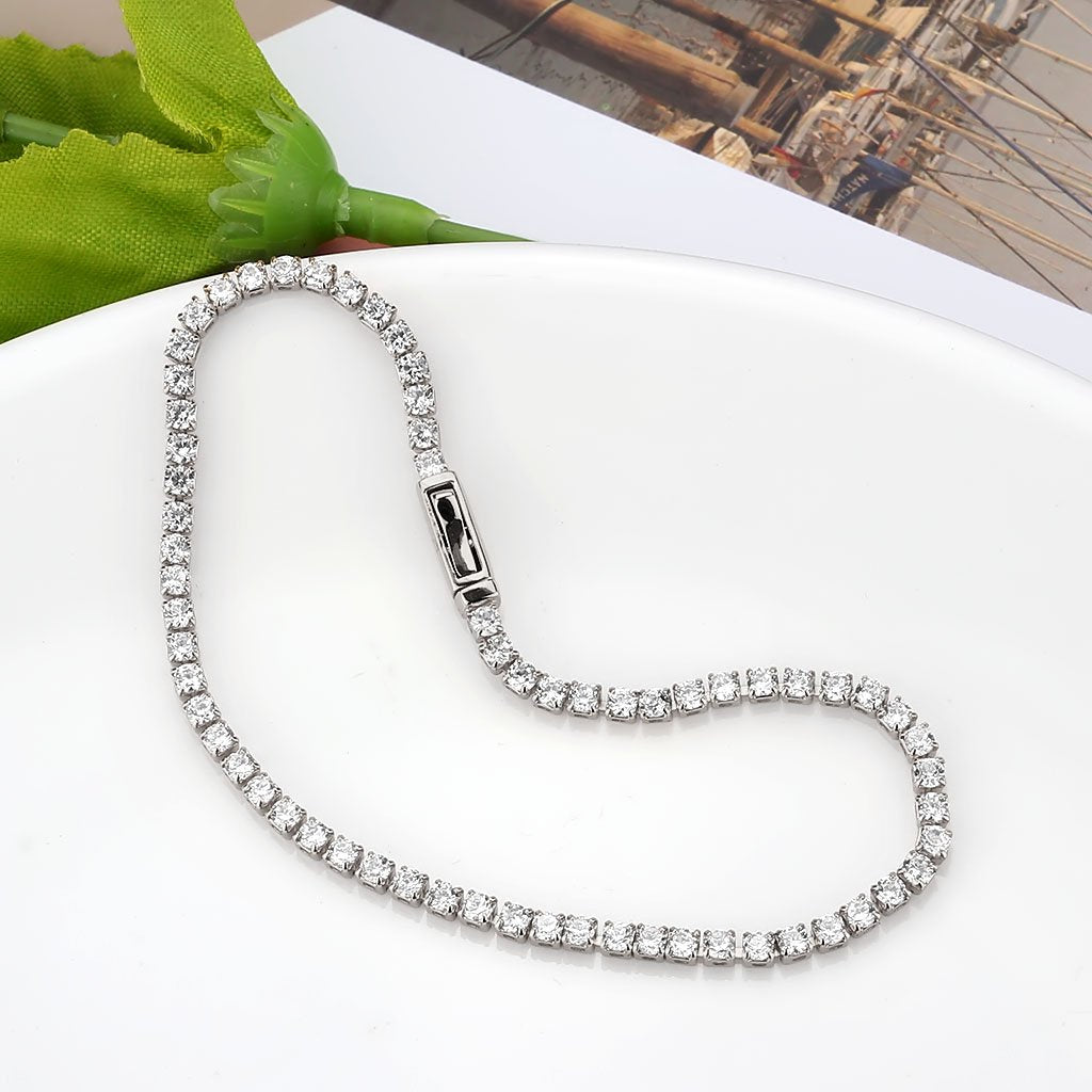 3W1685 - Rhodium Brass Bracelet with AAA Grade CZ in Clear